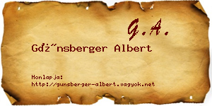 Günsberger Albert névjegykártya